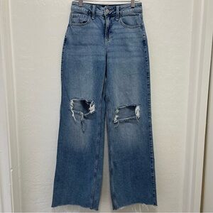 Hollister High Rise Vintage Baggy Jeans Sz 00 Distressed Stretch